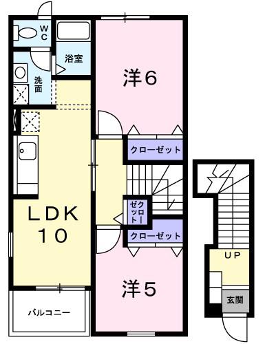 コートヤード5(2LDK/2階)の間取り写真