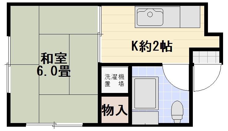 シマグリーンハイツ(1K/2階)の間取り写真