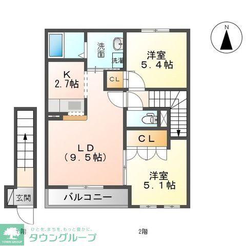 CASADOMANI(2LDK/2階)の間取り写真