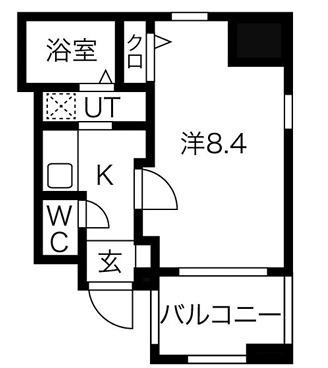 アクアプレイス南堀江(1K/5階)の間取り写真