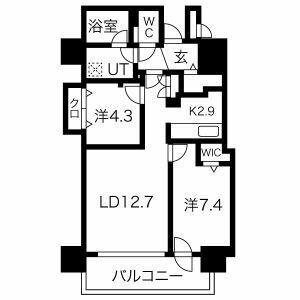 プレミスト札幌ターミナルタワー(2LDK/10階)の間取り写真