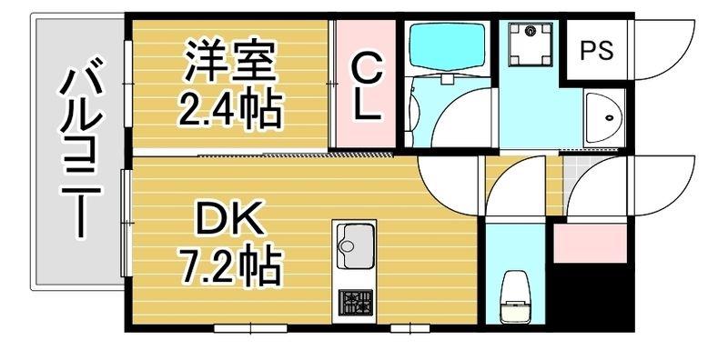 リアンシエルブルーJR香椎(1DK/5階)の間取り写真