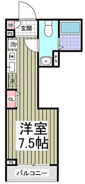 グランコート六町(ワンルーム/2階)の間取り写真
