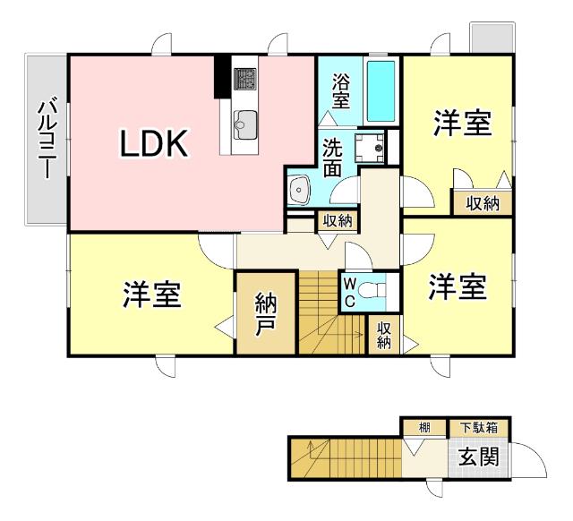 コートユウF棟(3LDK/2階)の間取り写真