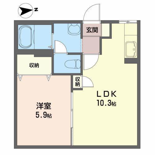 ファミール浅岸(1LDK/1階)の間取り写真