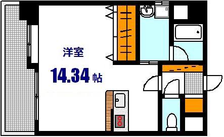 シティハイツ西霞(ワンルーム/2階)の間取り写真