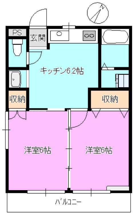 内樹マンション(2K/2階)の間取り写真