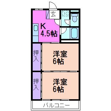 ロイヤルハイツ(2K/3階)の間取り写真