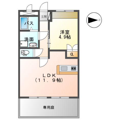 ベルメゾン・ルージュ(1LDK/1階)の間取り写真