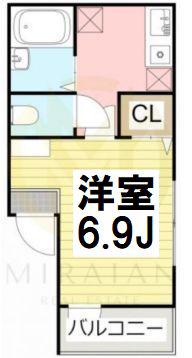 MELDIA宮本(1K/1階)の間取り写真