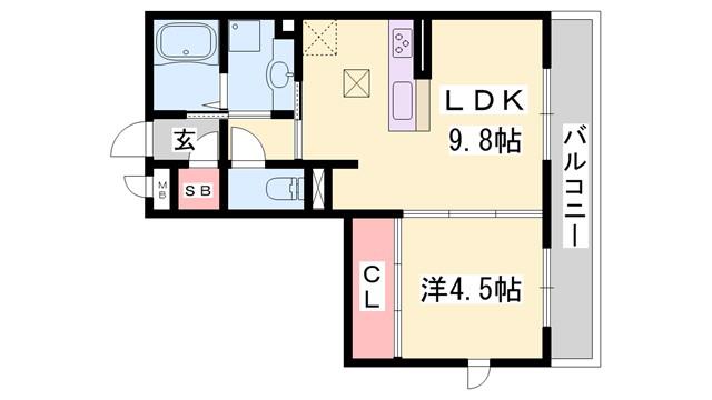 メゾンドールM(1LDK/1階)の間取り写真