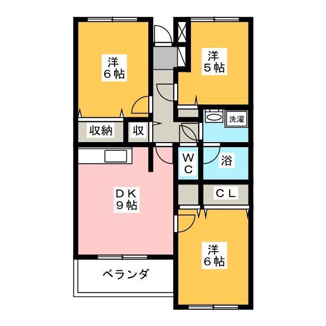 エスポワールさつきが丘(3DK/1階)の間取り写真