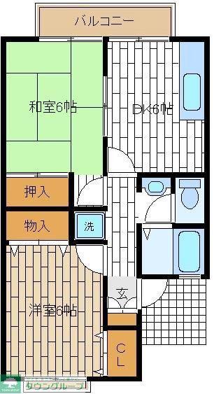 市ヶ尾森ビル壱番館(2DK/1階)の間取り写真