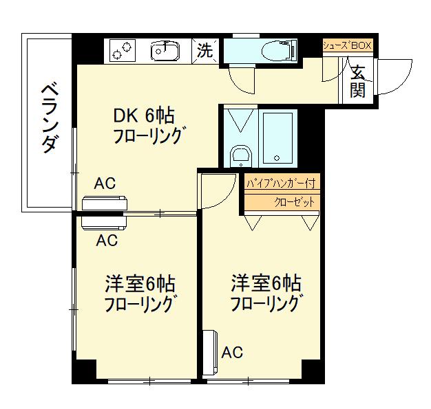 鈴隆ビル(2DK/4階)の間取り写真