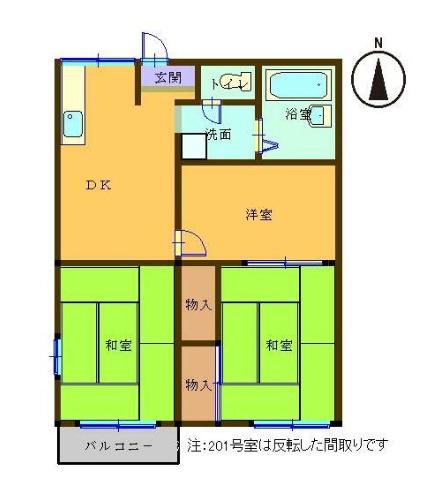 タウ二ィ内海(3DK/2階)の間取り写真