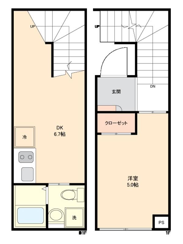 RSC西早稲田(1DK/1階)の間取り写真