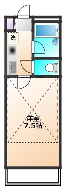 クレセントハイツ富士見(ワンルーム/1階)の間取り写真