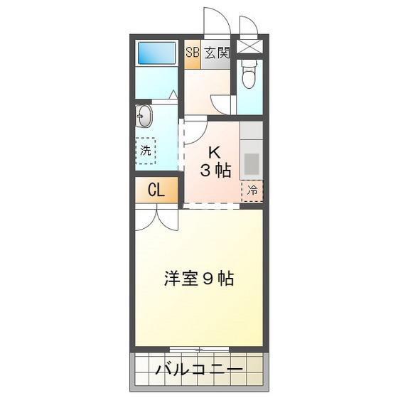 エール白須賀(1DK/1階)の間取り写真
