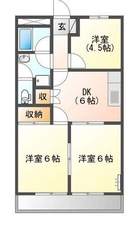 グランドルミナス(2LDK/2階)の間取り写真