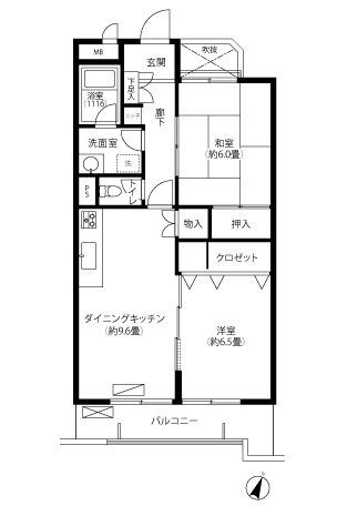 ソレイユ王子神谷(2DK/3階)の間取り写真