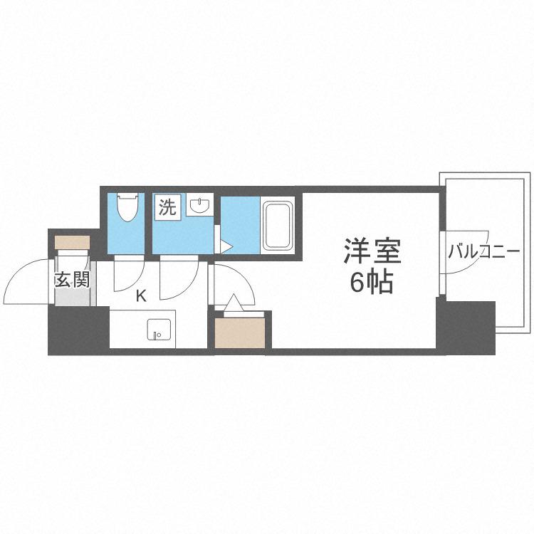 エスリード弁天町グランツ(1K/9階)の間取り写真