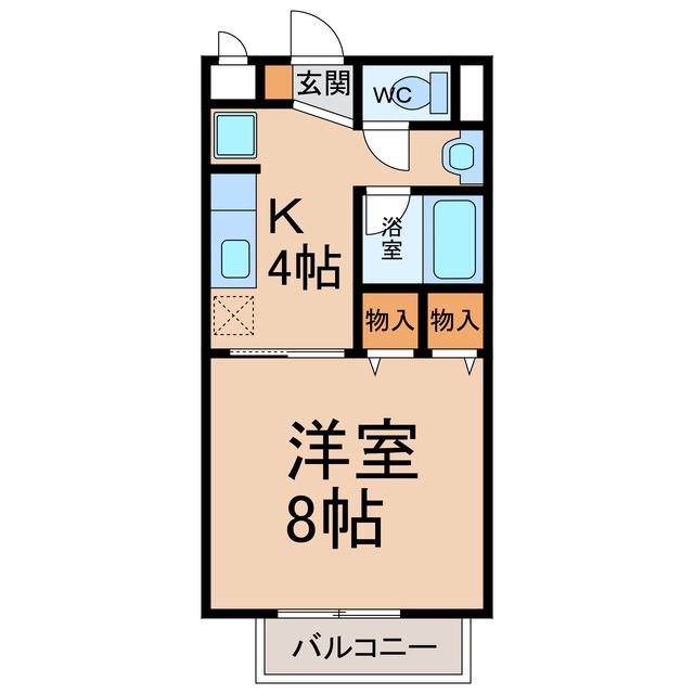 フラット矢戸川AB棟(1K/2階)の間取り写真