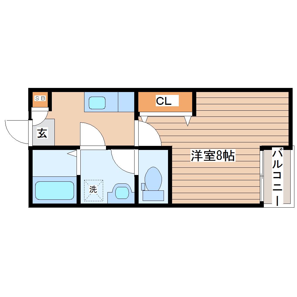 クレフラスト宮城野原駅前(1K/2階)の間取り写真