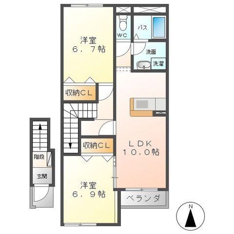 ローズパレス(2LDK/2階)の間取り写真