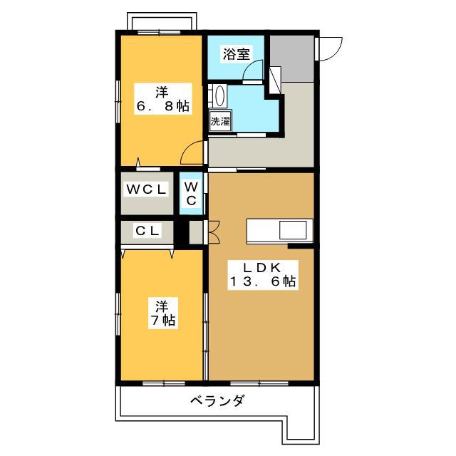 メゾンドニーム寿町(2LDK/4階)の間取り写真