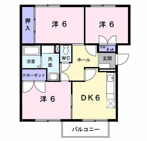 エアポートマルタII(3DK/2階)の間取り写真