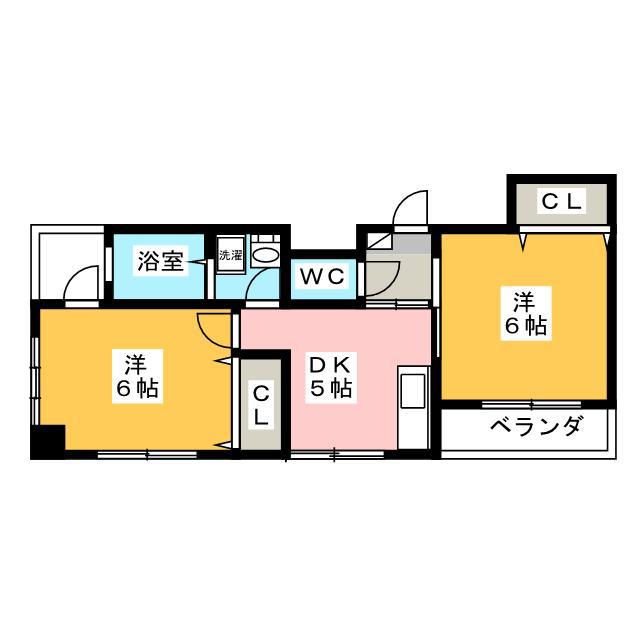 小石川YSレジデンス(2DK/3階)の間取り写真