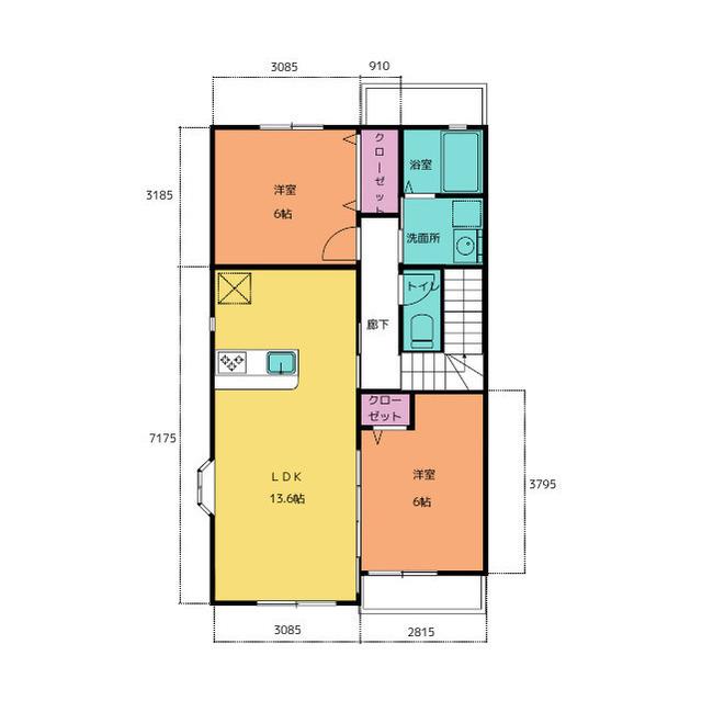 DOUBLE EIGHT APARTMENT(2LDK/2階)の間取り写真