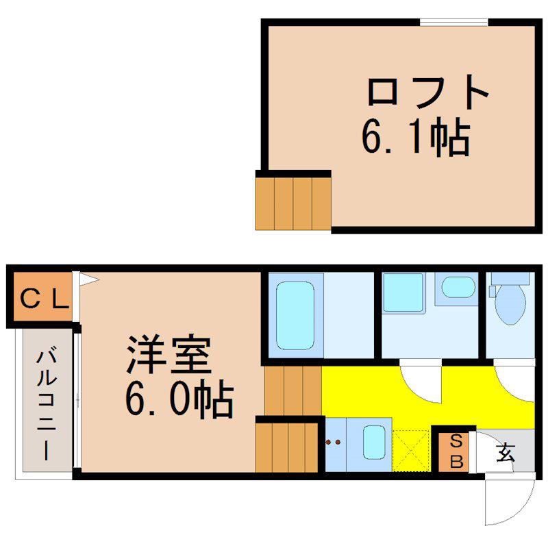 フィールグッド新栄(1SK/2階)の間取り写真