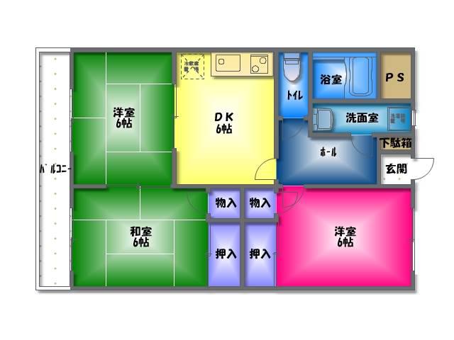仁栄第二マンション(3DK/2階)の間取り写真