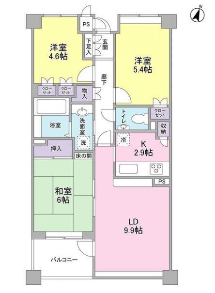 アクシア鷺沼(3LDK/4階)の間取り写真