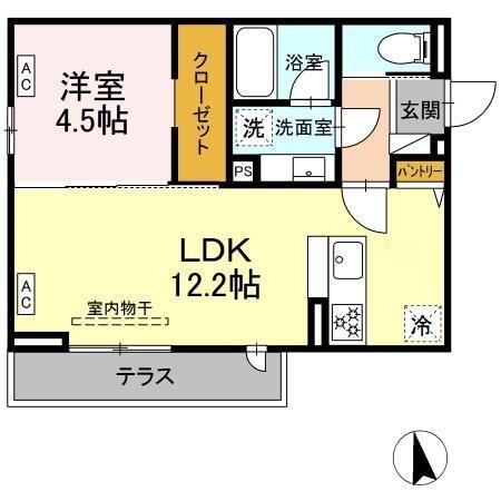 HONEY SUCKLE(1LDK/2階)の間取り写真