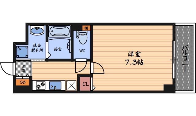 DELTAイースト(1K/2階)の間取り写真