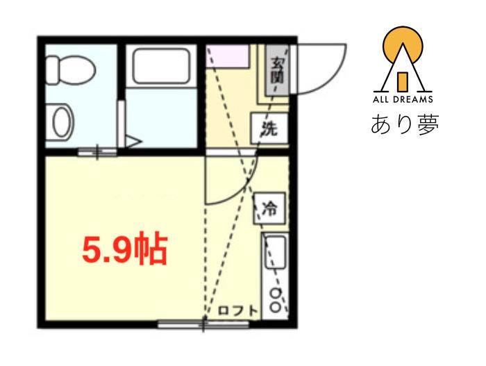 ベイルーム三ツ沢(ワンルーム/1階)の間取り写真
