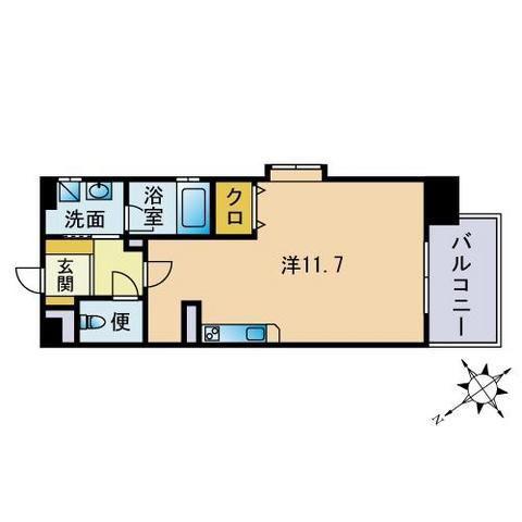 プラージュ大橋(ワンルーム/4階)の間取り写真