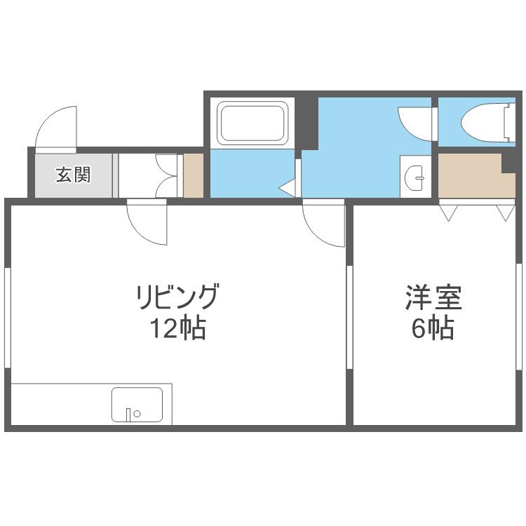 JコートN40(1LDK/1階)の間取り写真