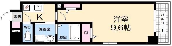 7TH FLAG 己斐本町(1K/2階)の間取り写真