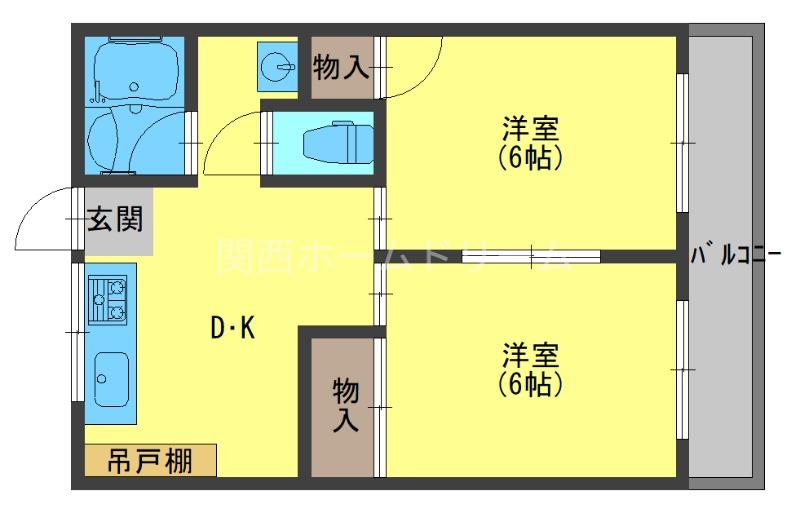 山本マンション(2DK/3階)の間取り写真