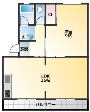 メゾン野々上(1LDK/2階)の間取り写真
