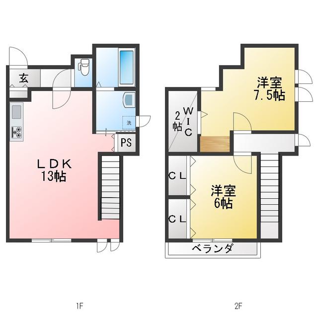 メゾン シャローム(2LDK/1階)の間取り写真