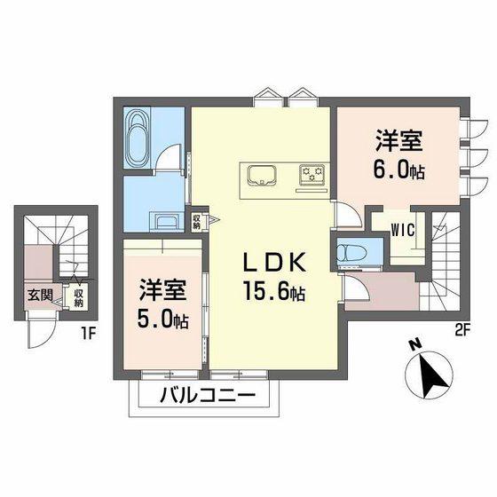 N-EES長束(2LDK/2階)の間取り写真