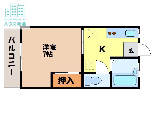 ジュネス国分(1K/1階)の間取り写真