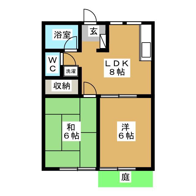 グリーン宮坂(2LDK/1階)の間取り写真