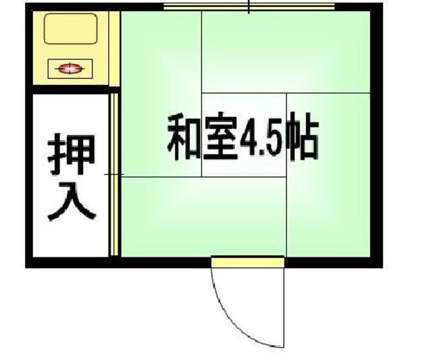 第一月岡荘(ワンルーム/2階)の間取り写真