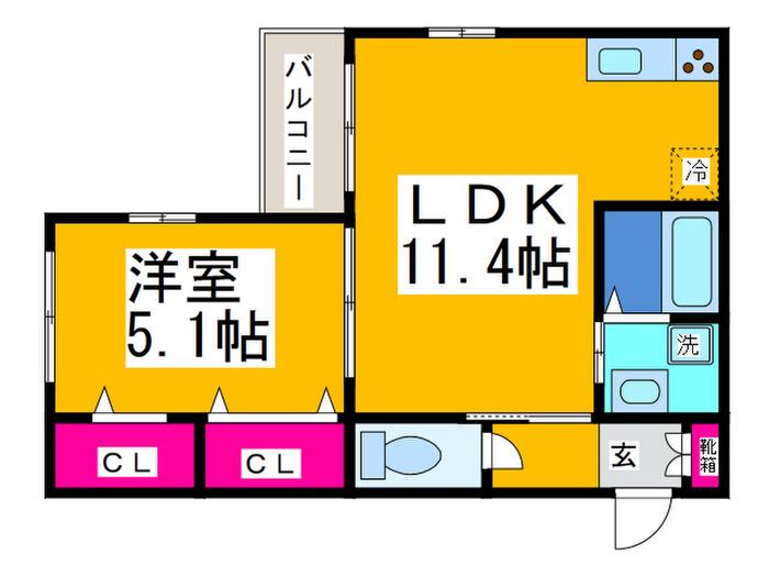 NORTE CASA(1LDK/3階)の間取り写真