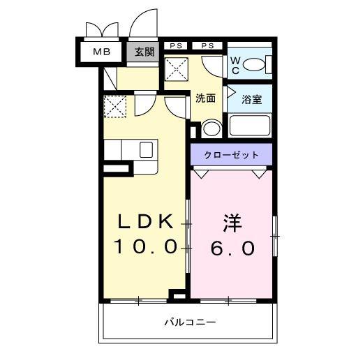 ロイヤルパイン ストリーム(1LDK/1階)の間取り写真